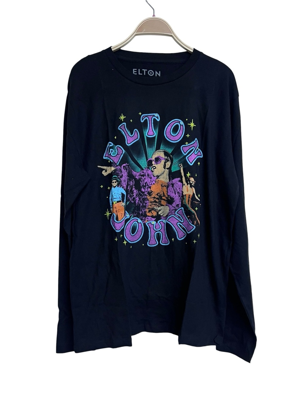 Elton‎ John Black Graphic Long-Sleeve Tee T-shirt Shirt